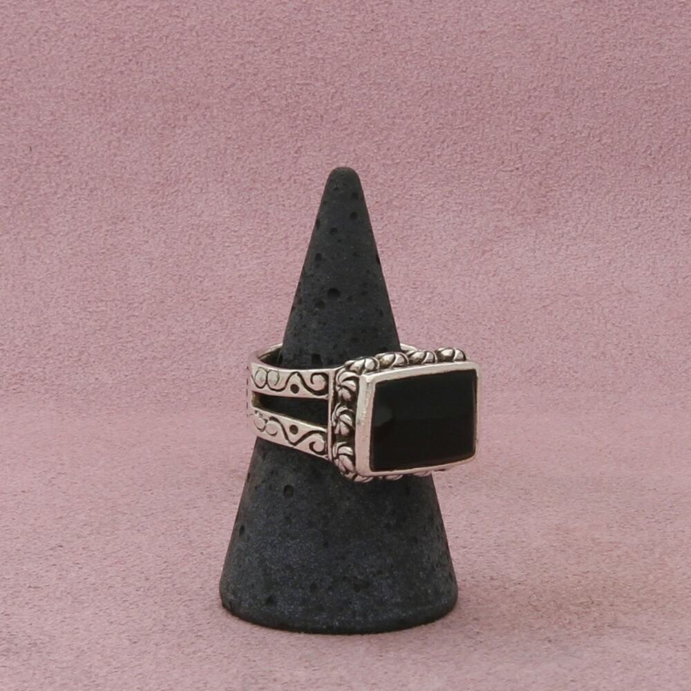 sterling silver vintage chunky onyx ring size 8.25